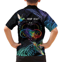 Polynesian Cancers Awareness Family Matching Short Sleeve Bodycon Dress and Hawaiian Shirt Hummingbird - Fly High Until We Meet Again LT7 - Polynesian Pride