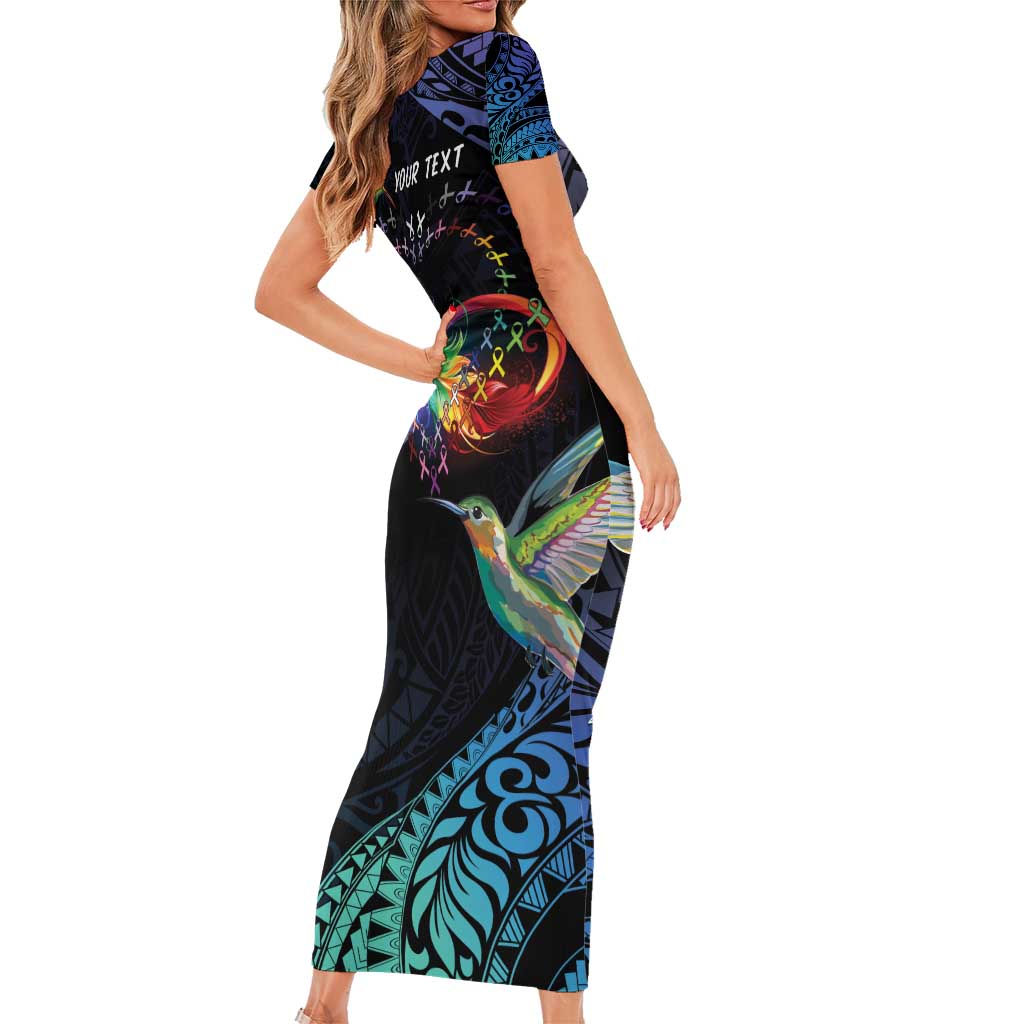 Polynesian Cancers Awareness Family Matching Short Sleeve Bodycon Dress and Hawaiian Shirt Hummingbird - Fly High Until We Meet Again LT7 - Polynesian Pride