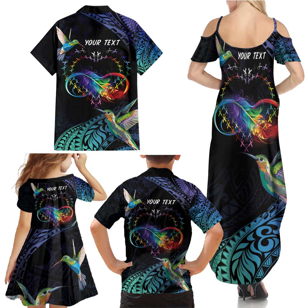 Polynesian Cancers Awareness Family Matching Summer Maxi Dress and Hawaiian Shirt Hummingbird - Fly High Until We Meet Again LT7 - Polynesian Pride