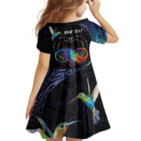 Polynesian Cancers Awareness Family Matching Tank Maxi Dress and Hawaiian Shirt Hummingbird - Fly High Until We Meet Again LT7 - Polynesian Pride