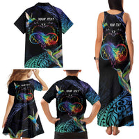 Polynesian Cancers Awareness Family Matching Tank Maxi Dress and Hawaiian Shirt Hummingbird - Fly High Until We Meet Again LT7 - Polynesian Pride