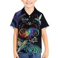 Polynesian Cancers Awareness Family Matching Tank Maxi Dress and Hawaiian Shirt Hummingbird - Fly High Until We Meet Again LT7 Son's Shirt Colorful - Polynesian Pride