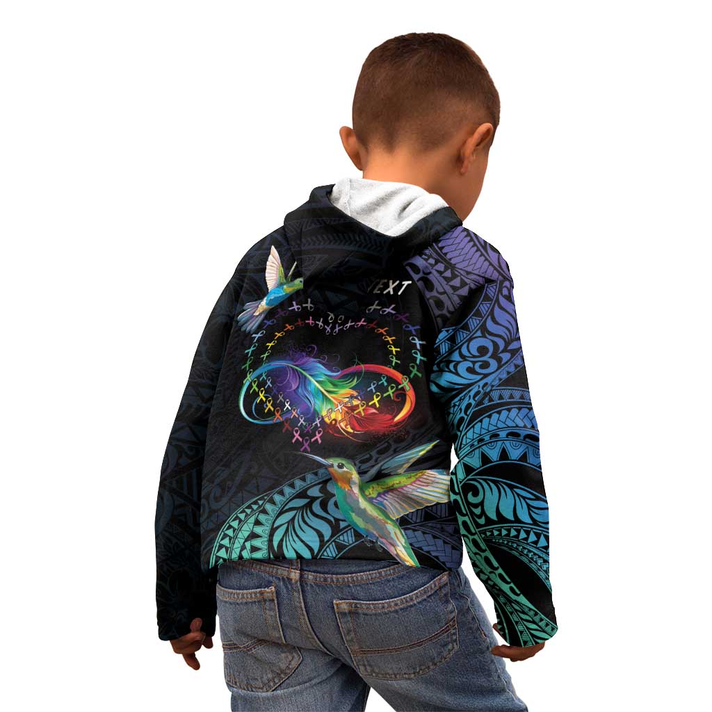 Polynesian Cancers Awareness Kid Hoodie Hummingbird - Fly High Until We Meet Again