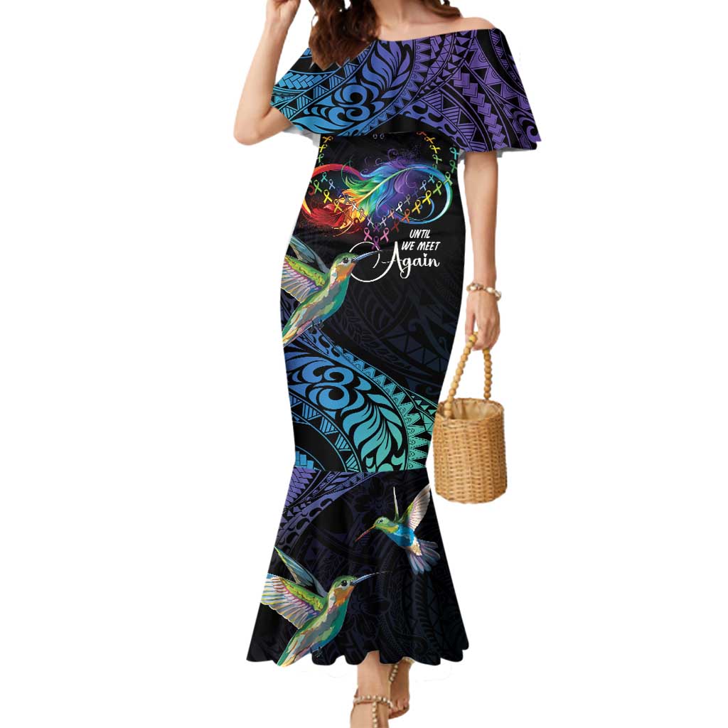 Polynesian Cancers Awareness Mermaid Dress Hummingbird - Fly High Until We Meet Again LT7 Women Colorful - Polynesian Pride