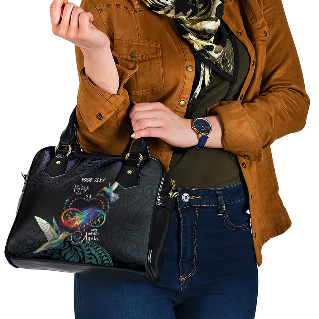 Polynesian Cancers Awareness Shoulder Handbag Hummingbird - Fly High Until We Meet Again