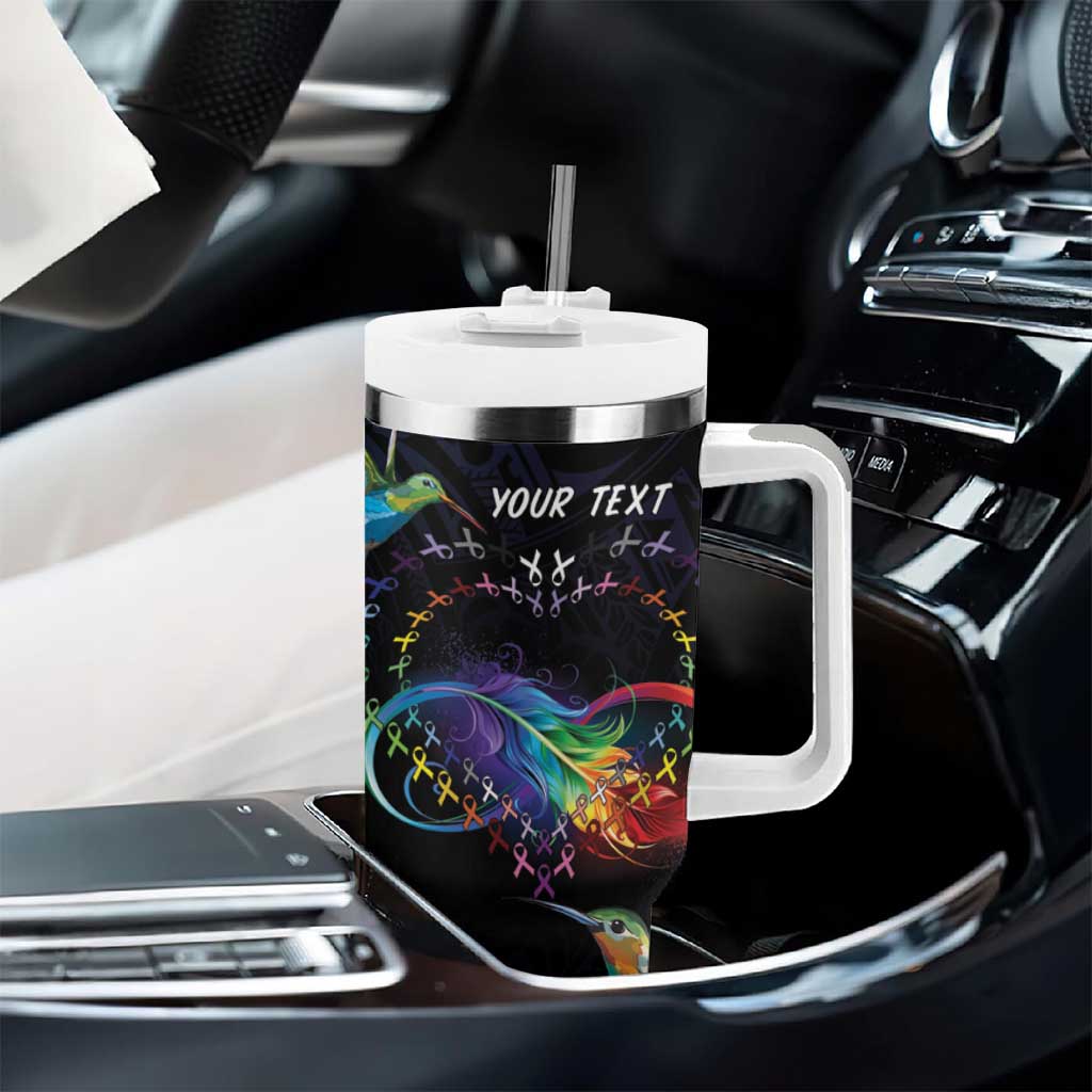 Polynesian Cancers Awareness Tumbler With Handle Hummingbird - Fly High Until We Meet Again