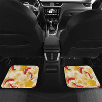 Beige Palaka Hawaii Aloha Car Mats Koi Pond Mix Ilima Flowers - Polynesian Pride