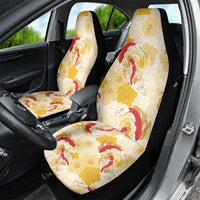 Beige Palaka Hawaii Aloha Car Seat Cover Koi Pond Mix Ilima Flowers - Polynesian Pride