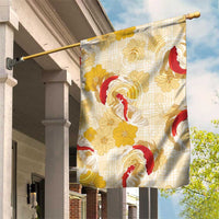 Beige Palaka Hawaii Aloha Garden Flag Koi Pond Mix Ilima Flowers LT7 House Flag Cream Yellow - Polynesian Pride