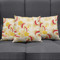 Beige Palaka Hawaii Aloha Pillow Cover Koi Pond Mix Ilima Flowers LT7 - Polynesian Pride
