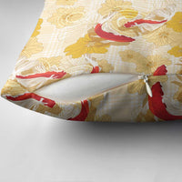 Beige Palaka Hawaii Aloha Pillow Cover Koi Pond Mix Ilima Flowers LT7 - Polynesian Pride