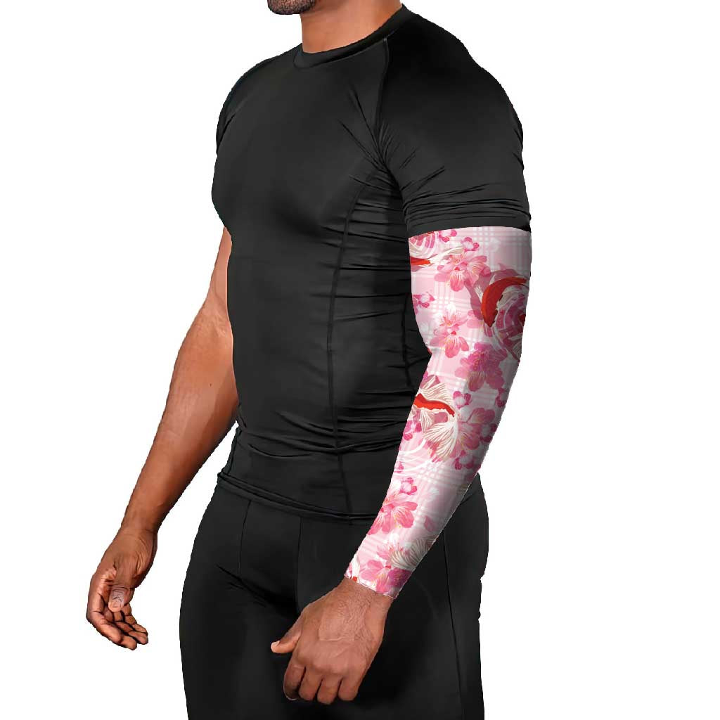Pink Palaka Hawaii Aloha Arm Sleeves Koi Pond Mix Sakura - Polynesian Pride