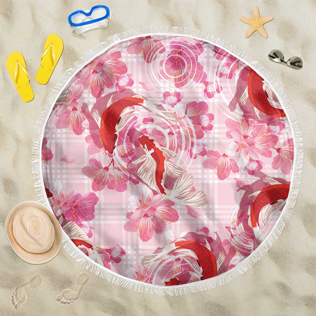 Pink Palaka Hawaii Aloha Beach Blanket Koi Pond Mix Sakura LT7 One Size 150cm Pink - Polynesian Pride