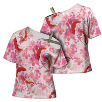 Pink Palaka Hawaii Aloha Cross Shoulder Shirt Koi Pond Mix Sakura - Polynesian Pride