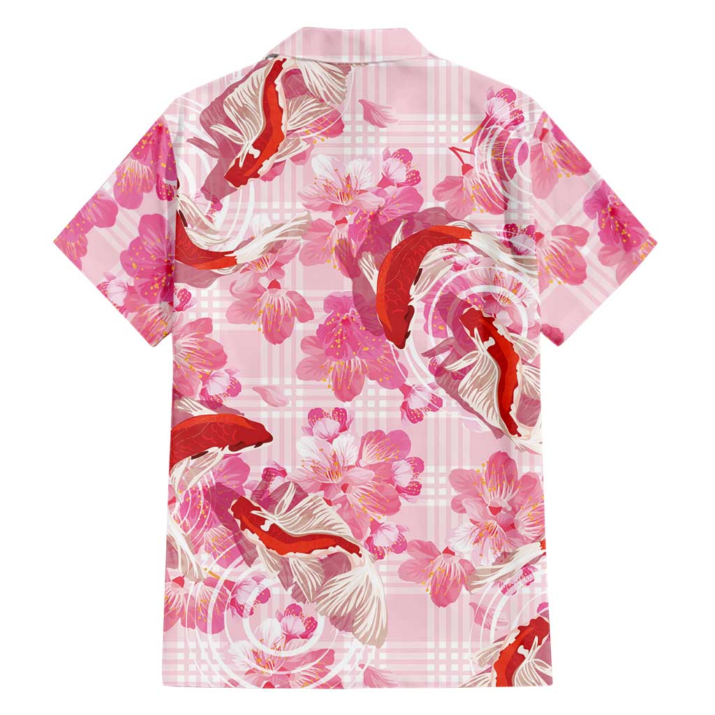 Pink Palaka Hawaii Aloha Family Matching Short Sleeve Bodycon Dress and Hawaiian Shirt Koi Pond Mix Sakura LT7 - Polynesian Pride