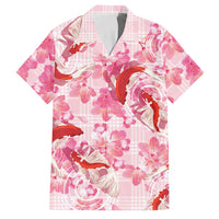 Pink Palaka Hawaii Aloha Family Matching Summer Maxi Dress and Hawaiian Shirt Koi Pond Mix Sakura LT7 Dad's Shirt - Short Sleeve Pink - Polynesian Pride