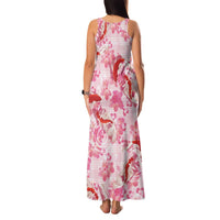 Pink Palaka Hawaii Aloha Family Matching Tank Maxi Dress and Hawaiian Shirt Koi Pond Mix Sakura LT7 - Polynesian Pride