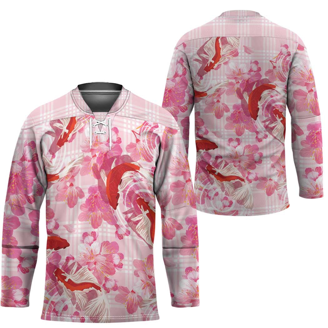 Pink Palaka Hawaii Aloha Hockey Jersey Koi Pond Mix Sakura - Polynesian Pride