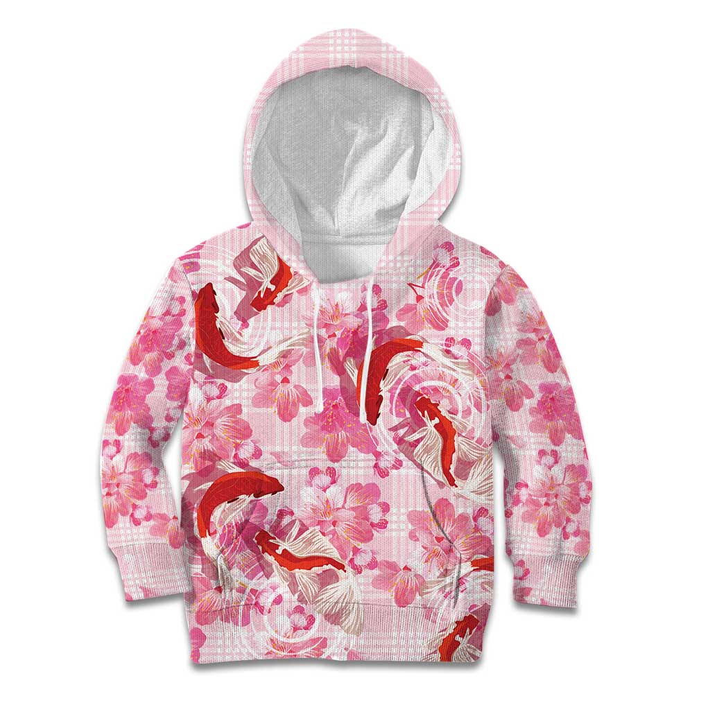 Pink Palaka Hawaii Aloha Kid Hoodie Koi Pond Mix Sakura LT7 Hoodie Pink - Polynesian Pride