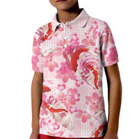 Pink Palaka Hawaii Aloha Kid Polo Shirt Koi Pond Mix Sakura - Polynesian Pride
