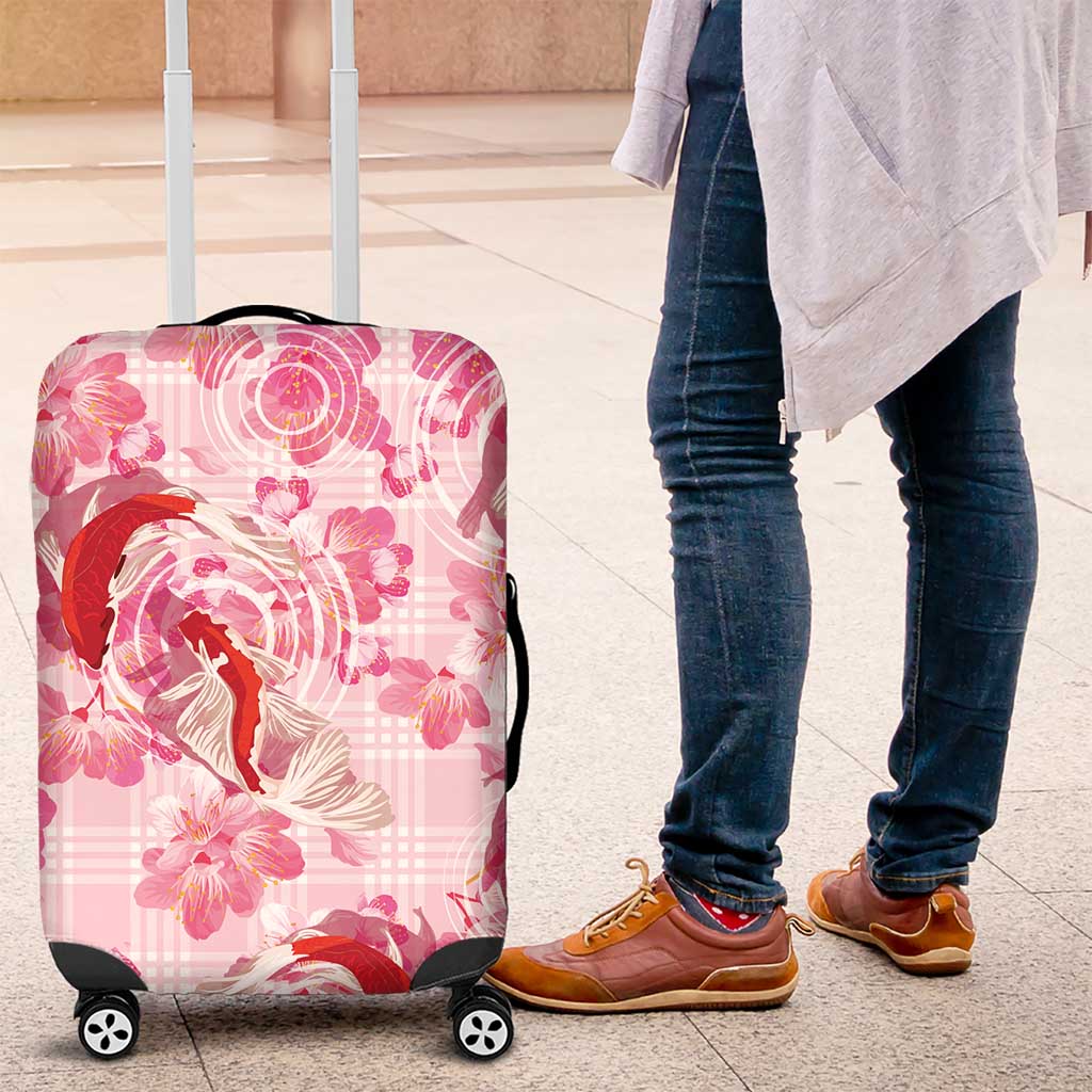 Pink Palaka Hawaii Aloha Luggage Cover Koi Pond Mix Sakura LT7 Pink - Polynesian Pride