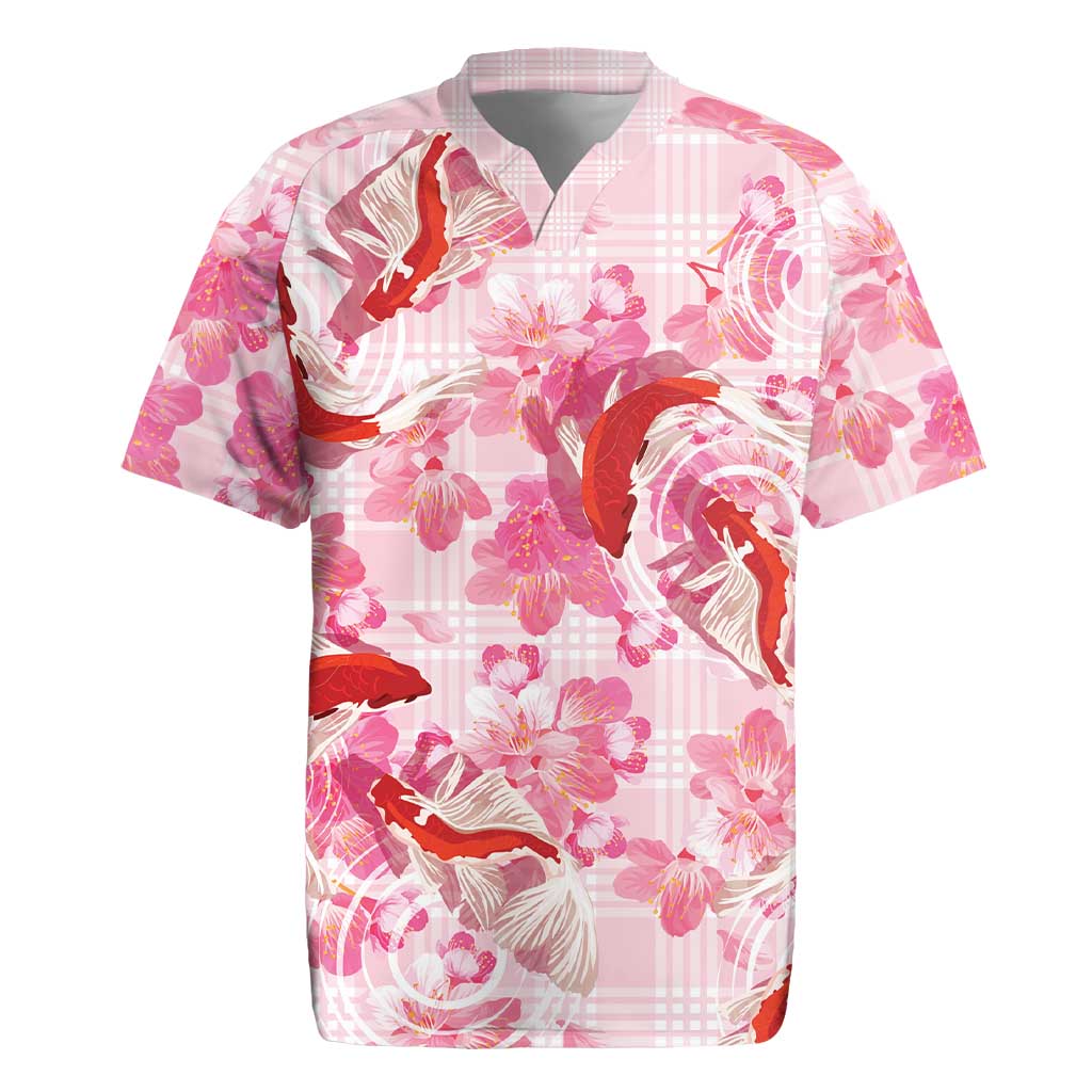 Pink Palaka Hawaii Aloha Rugby Jersey Koi Pond Mix Sakura - Polynesian Pride