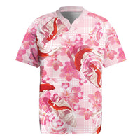 Pink Palaka Hawaii Aloha Rugby Jersey Koi Pond Mix Sakura - Polynesian Pride