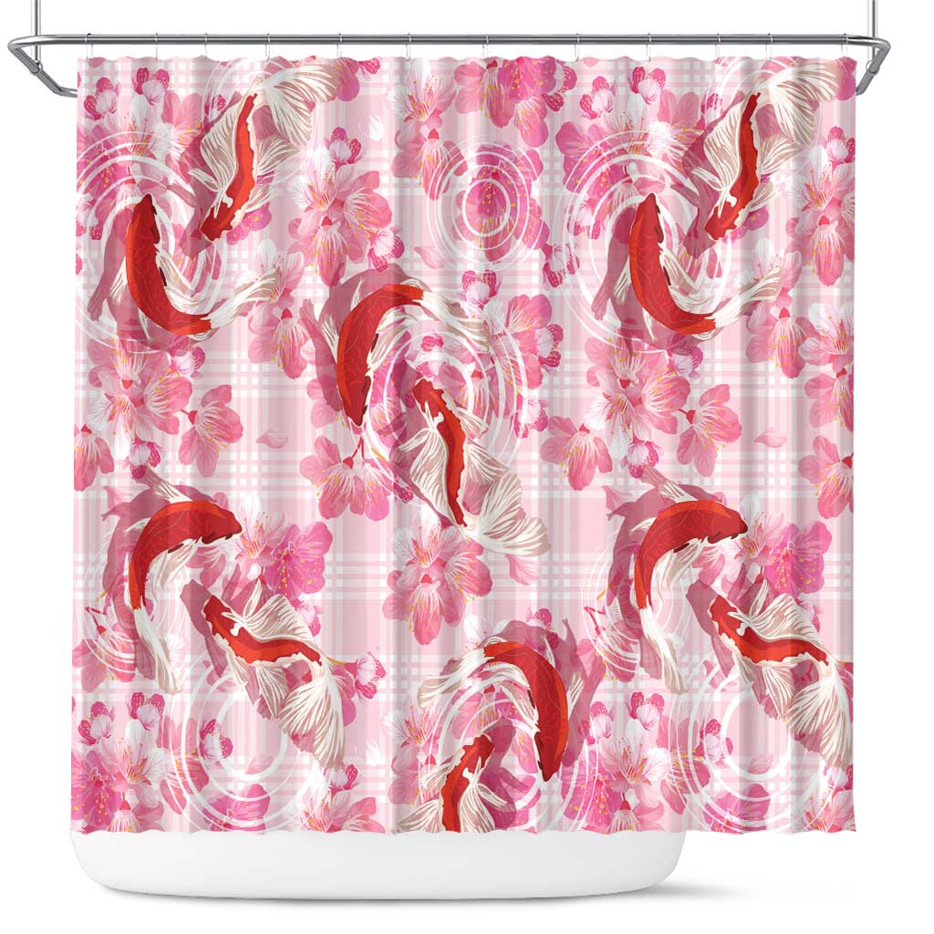 Pink Palaka Hawaii Aloha Shower Curtain Koi Pond Mix Sakura LT7 Pink - Polynesian Pride