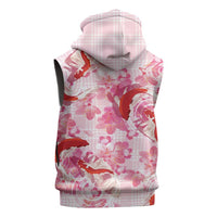Pink Palaka Hawaii Aloha Sleeveless Hoodie Koi Pond Mix Sakura LT7 - Polynesian Pride