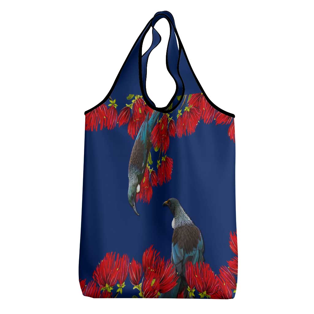 New Zealand Pohutukawa with Tui Birds Grocery Bag Version 2