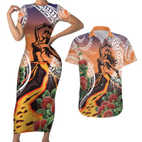 Hawaii Women's Day Tribal Couples Matching Short Sleeve Bodycon Dress and Hawaiian Shirt Pele Honua Mea LT7 Art - Polynesian Pride