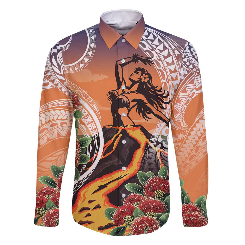 Hawaii Women's Day Tribal Family Matching Long Sleeve Bodycon Dress and Hawaiian Shirt Pele Honua Mea LT7 Dad's Shirt - Long Sleeve Art - Polynesian Pride