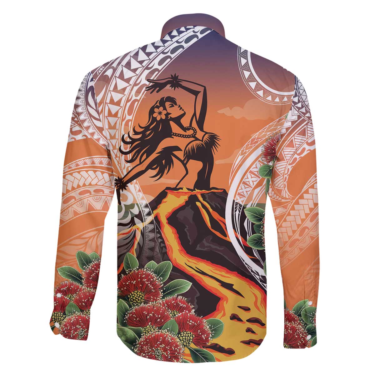 Hawaii Women's Day Tribal Family Matching Off The Shoulder Long Sleeve Dress and Hawaiian Shirt Pele Honua Mea LT7 - Polynesian Pride