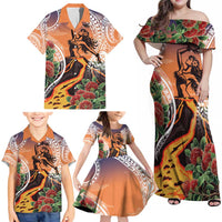 Hawaii Women's Day Tribal Family Matching Off Shoulder Maxi Dress and Hawaiian Shirt Pele Honua Mea LT7 - Polynesian Pride