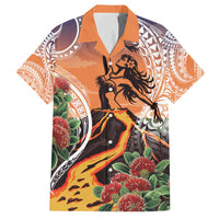 Hawaii Women's Day Tribal Family Matching Off Shoulder Short Dress and Hawaiian Shirt Pele Honua Mea LT7 Dad's Shirt - Short Sleeve Art - Polynesian Pride