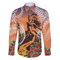 Hawaii Women's Day Tribal Family Matching Summer Maxi Dress and Hawaiian Shirt Pele Honua Mea LT7 Dad's Shirt - Long Sleeve Art - Polynesian Pride