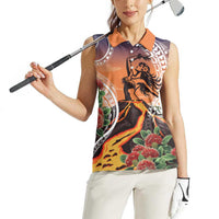 Hawaii Women's Day Tribal Women Sleeveless Polo Shirt Pele Honua Mea