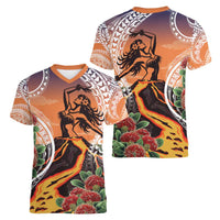 Hawaii Women's Day Tribal Women V-Neck T-Shirt Pele Honua Mea