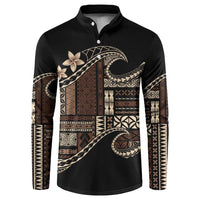Samoa Siapo Mamanu Button Sweatshirt Waves Motifs