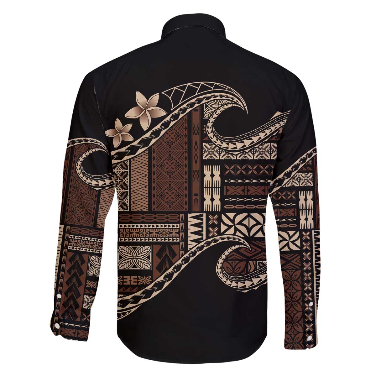 Samoa Siapo Mamanu Family Matching Off The Shoulder Long Sleeve Dress and Hawaiian Shirt Waves Motifs LT7 - Polynesian Pride