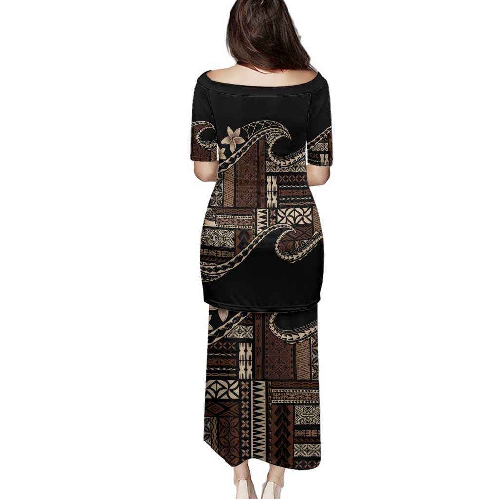 Samoa Siapo Mamanu Family Matching Puletasi and Hawaiian Shirt Waves Motifs