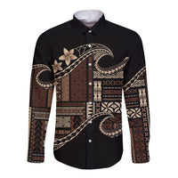 Samoa Siapo Mamanu Long Sleeve Button Shirt Waves Motifs