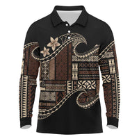 Samoa Siapo Mamanu Long Sleeve Polo Shirt Waves Motifs