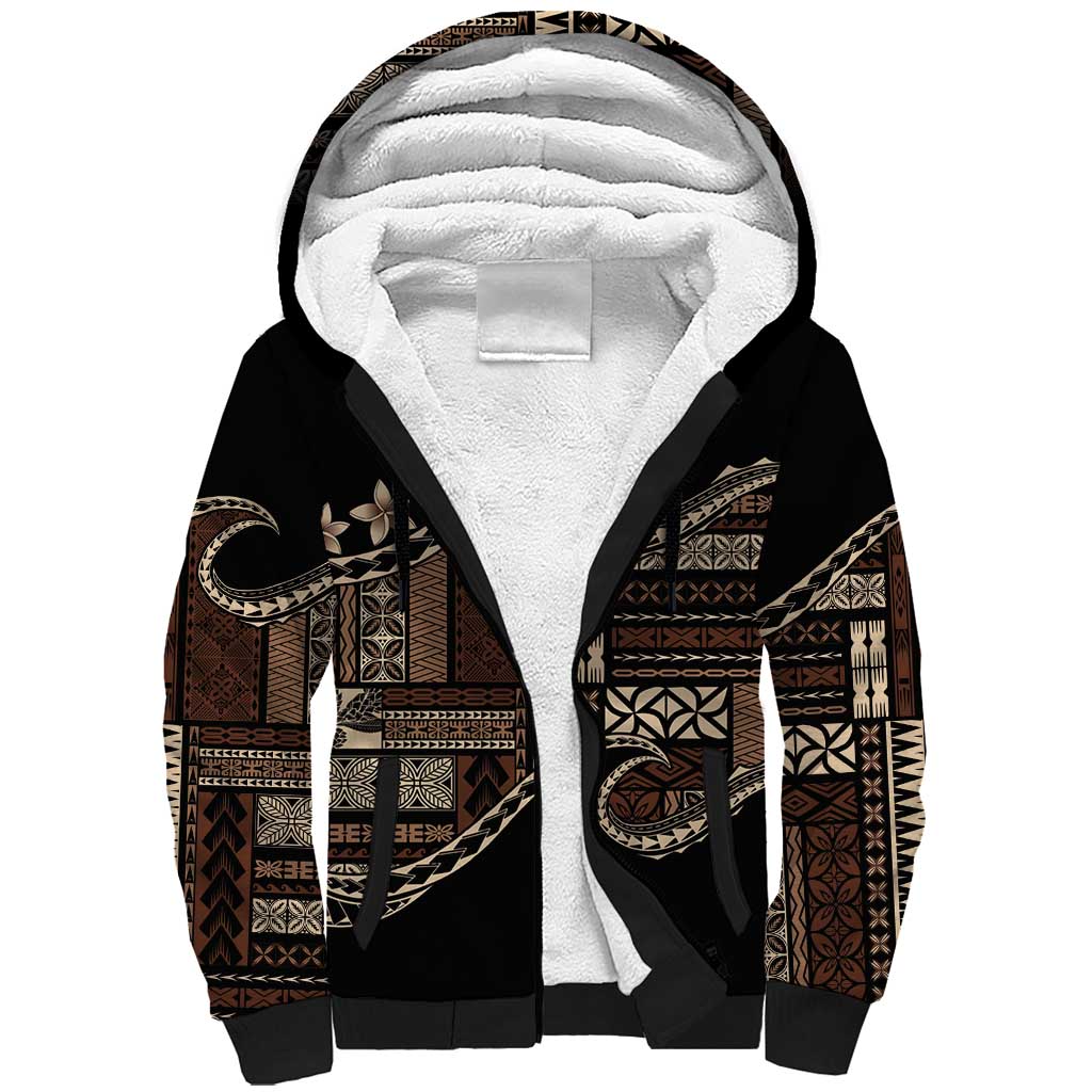 Samoa Siapo Mamanu Sherpa Hoodie Waves Motifs