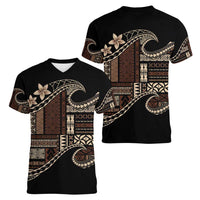 Samoa Siapo Mamanu Women V-Neck T-Shirt Waves Motifs