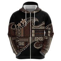 Samoa Siapo Mamanu Zip Hoodie Waves Motifs