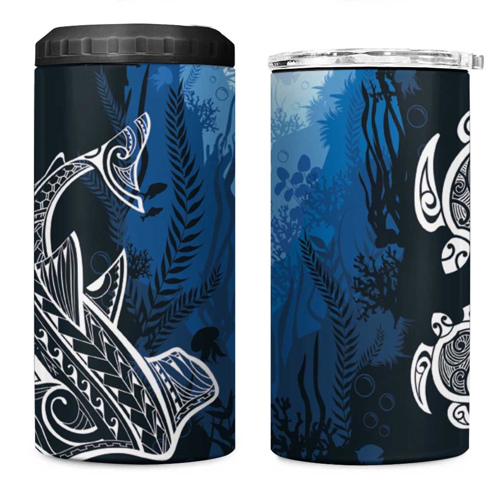 World Ocean Day Pasifika 4 in 1 Can Cooler Tumbler Awaken New Depths LT7 One Size: 16 oz Blue - Polynesian Pride