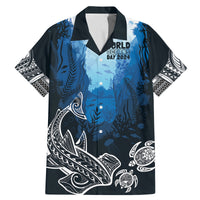 World Ocean Day Pasifika Family Matching Mermaid Dress and Hawaiian Shirt Awaken New Depths LT7 Dad's Shirt - Short Sleeve Blue - Polynesian Pride
