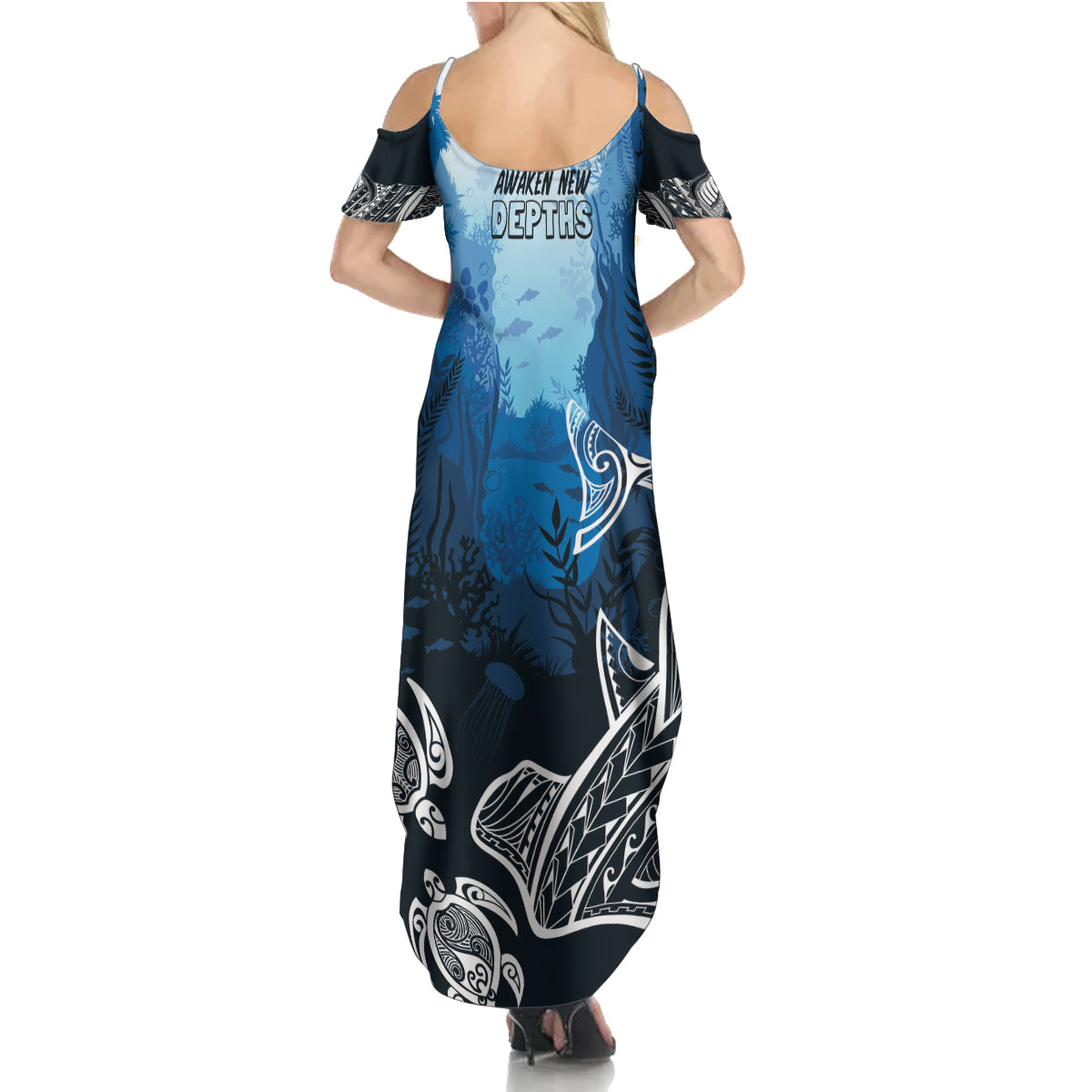 World Ocean Day Pasifika Family Matching Summer Maxi Dress and Hawaiian Shirt Awaken New Depths LT7 - Polynesian Pride