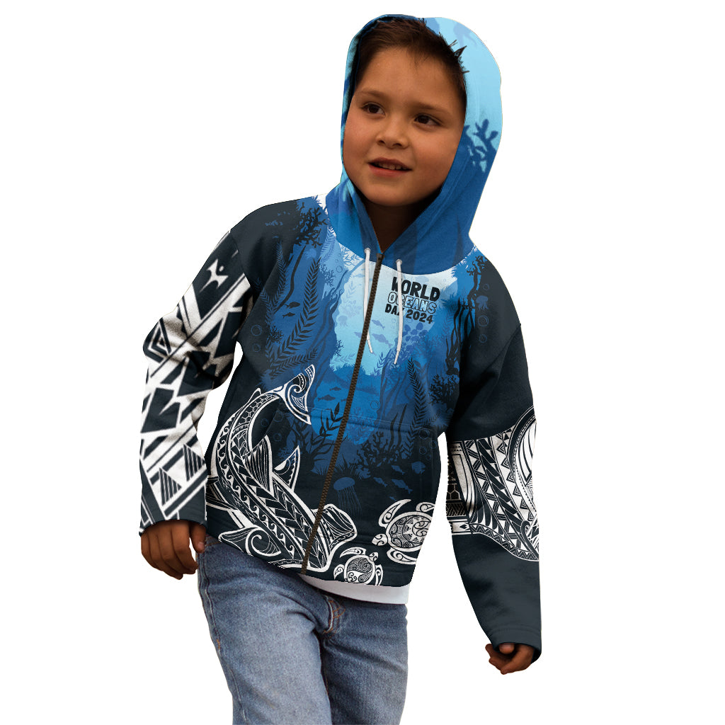 World Ocean Day Pasifika Kid Hoodie Awaken New Depths LT7 - Polynesian Pride